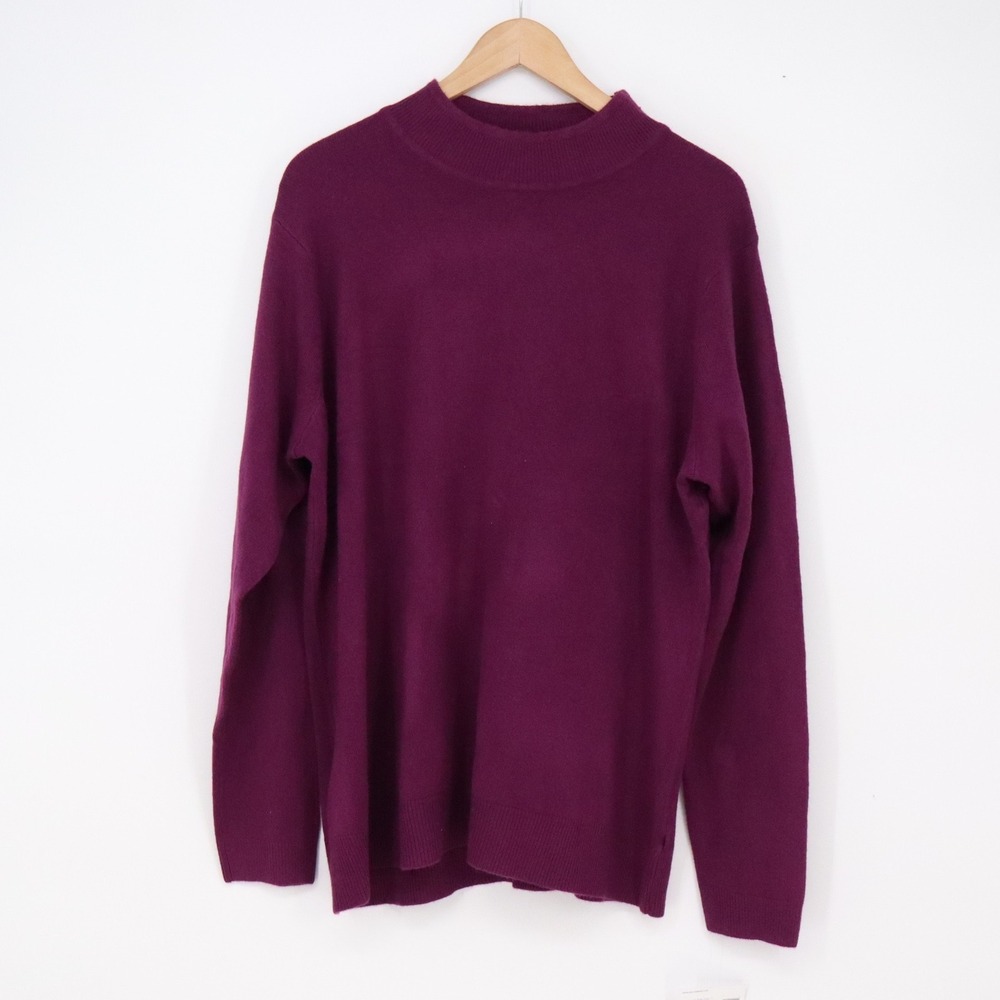 Sag Harbor Sweater Womens 1X Core Sweater Deep Purple Mock Neck Knit NWT